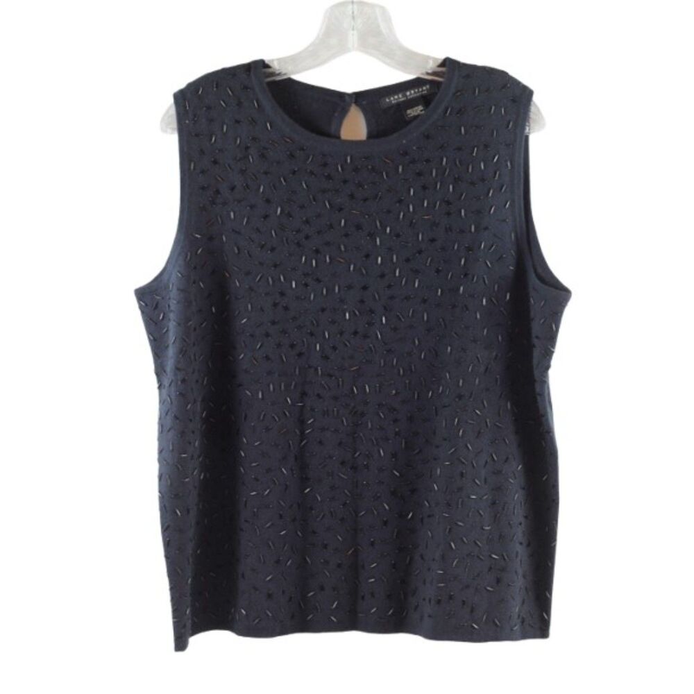Lane Bryant Black Women's Sleeveless Embellished Blouse Tank Top 14/16 033